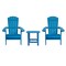 Merrick Lane Set Of Two Riviera Folding Adirondack Patio Chairs With Matching Outdoor Side Table